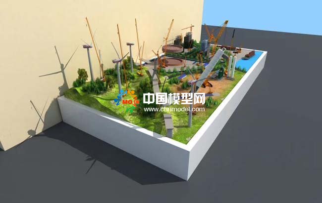 吊車起重機(jī)施工場景沙盤模型效果圖